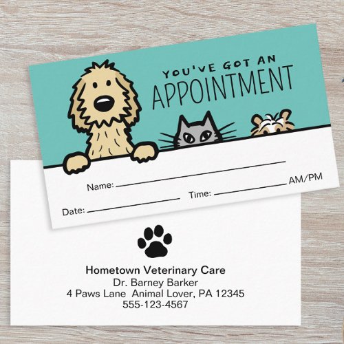 Pet Service Dog Cat Guinea Pig Funny Appointment Business Card