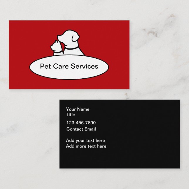 Pet Service Modern Dog Cat Business Cards (Front/Back)