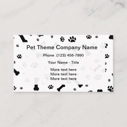 Pet Service Paw Print Pattern Business Card