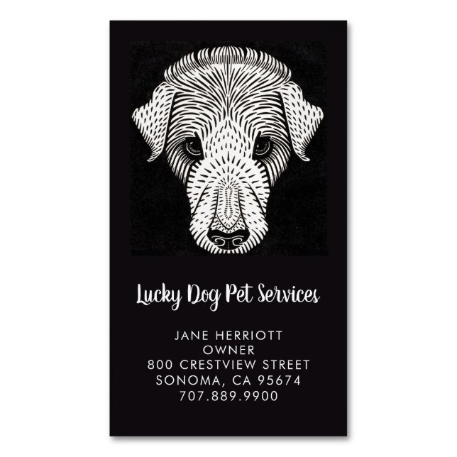 Pet Services Dog Walker Groomer Daycare Business  Business Card Magnet (Front Vertical)