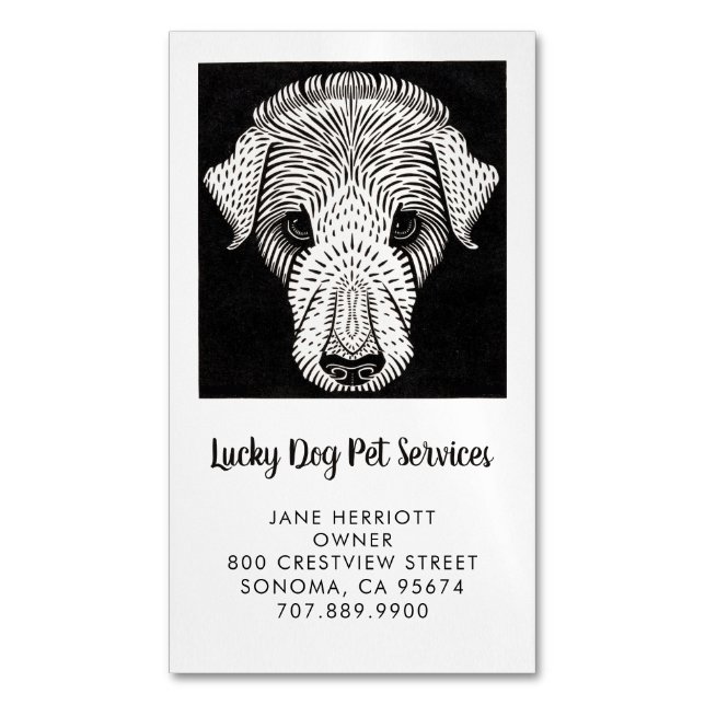 Pet Services Dog Walker Groomer Daycare  Business Card Magnet (Front Vertical)
