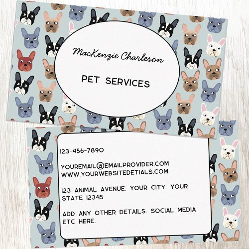 Pet Services French Bulldog Business Card