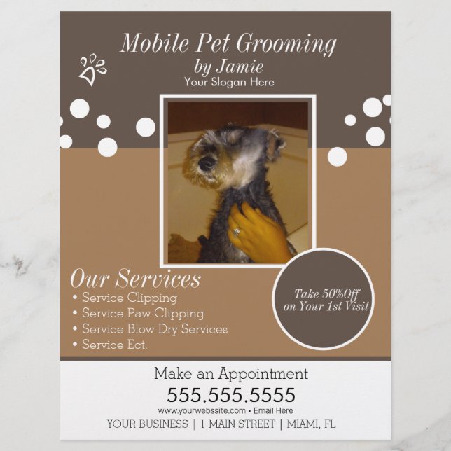 Pet Services Grooming Dog Photo Flyer (Front)