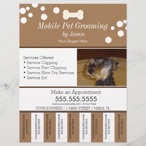 Pet Services Grooming Dog Tear Off Strips Flyer