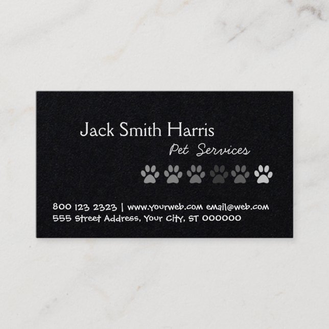 Pet Services, Pet Sitter, Pet Groomer, Business Card (Front)