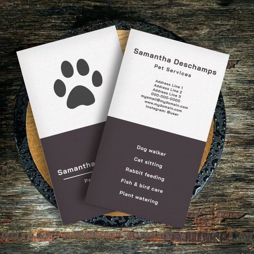 Pet Services Vertical Business Card