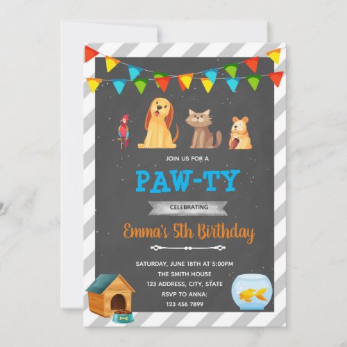Pet shop birthday party invitation
