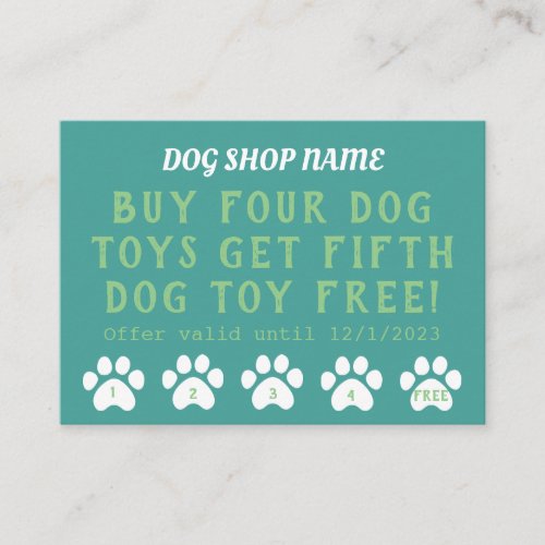 Pet Shop Dog Toy Loyalty Card 