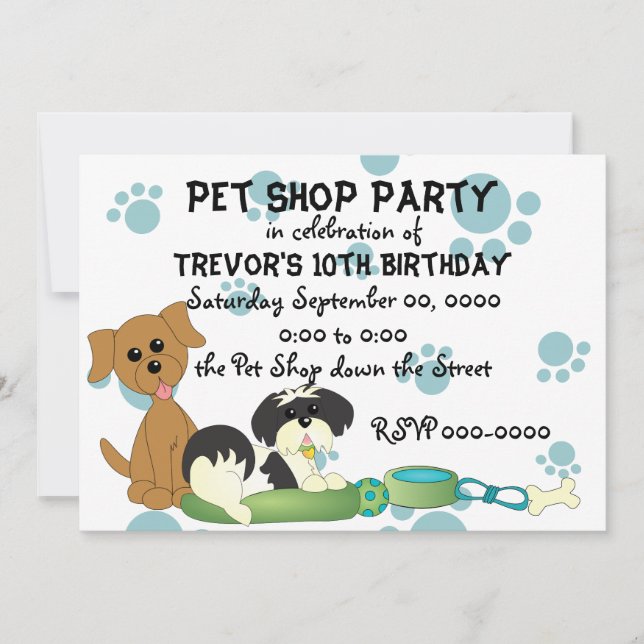 Pet Shop Party Invitation (Front)