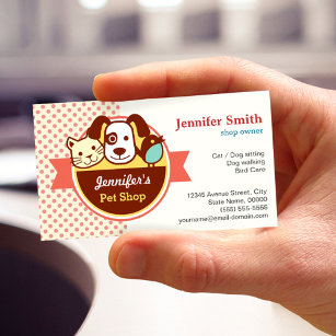 Pet Shop Pet Care Pet Groomer Cute Polka Dots Business Card