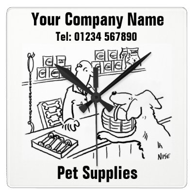 Pet Shop & Pet Supplies Cartoon Clock