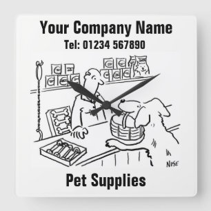 Pet Shop & Pet Supplies Cartoon Clock