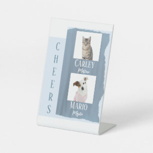 Pet Signature Cocktail Drink Blue Wedding Pedestal Sign