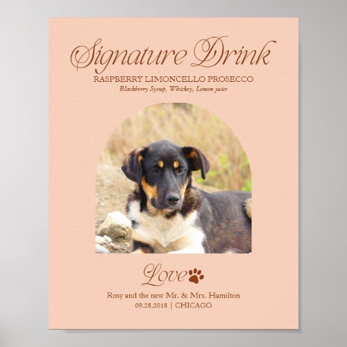 Pet Signature Drink Wedding Sign with Photo