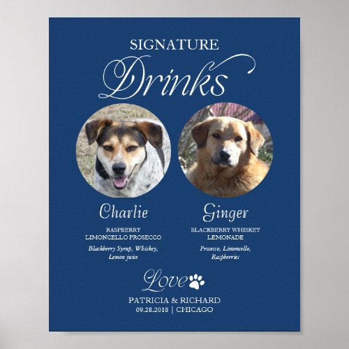 Pet Signature Drinks Wedding Sign with Photo