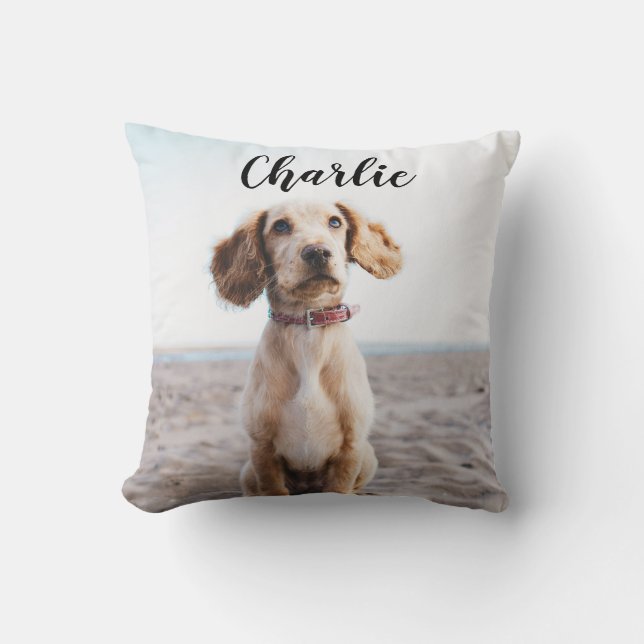 Pet Simple Elegant Modern Photo Throw Pillow (Front)