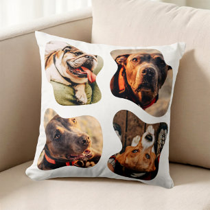 Pet Simple Modern Playful Four Photo Throw Pillow