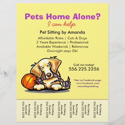 Pet Sitter Ad Golden Retriever Tear Sheet