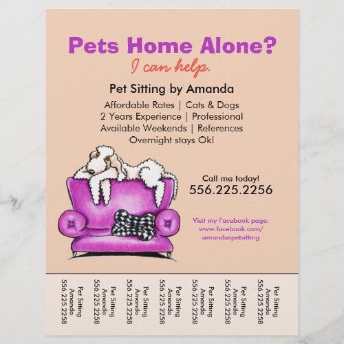 Pet Sitter Ad White Dog Mod Couch Tear Sheet