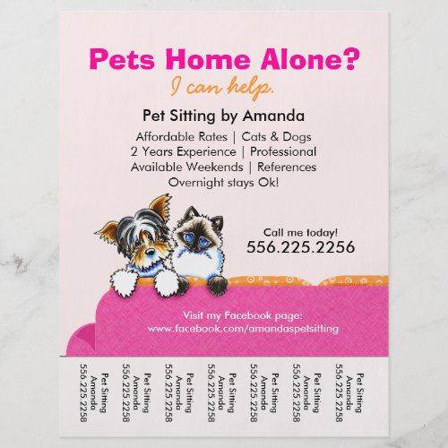 Pet Sitter Ad Yorkie Cat Couch Pink Tear Sheet