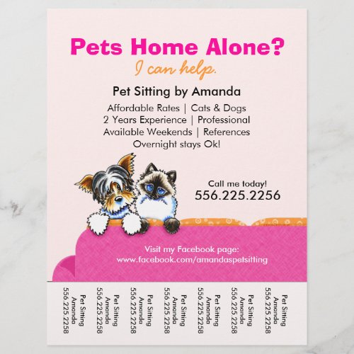Pet Sitter Ad Yorkie Cat Couch Pink Tear Sheet