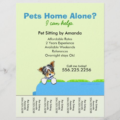 Pet Sitter Ad Yorkie Couch Green Tear Sheet