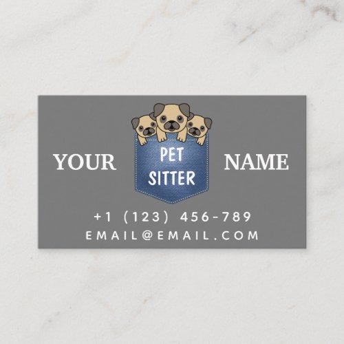 Pet Sitter Animal Care Service Cute Dogs Modern  Business Card