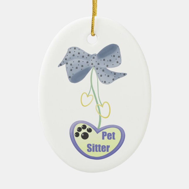 Pet Sitter (blue dangle) Ceramic Ornament (Front)