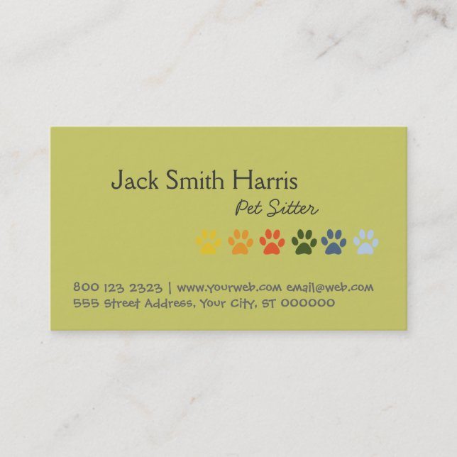 Pet Sitter Bold and Elegant Business Card (Front)
