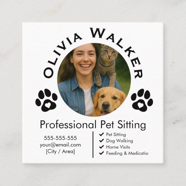Pet Sitter Business Card | Custom Photo & Name  (Front)