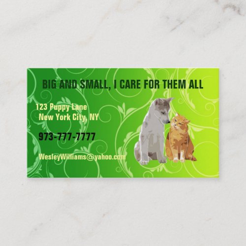 Pet sitter business cards