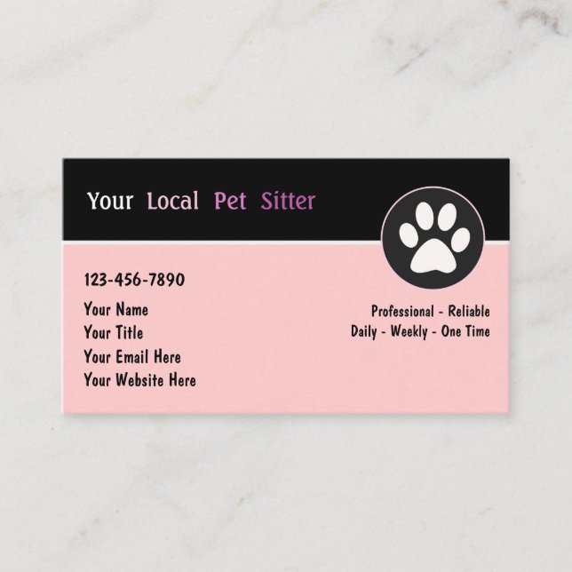 Pet Sitter Business Cards (Front)