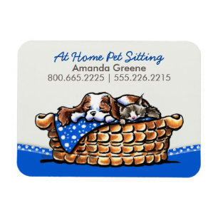 Pet Sitter Business CKCS w/ Cat Blueberry Magnet