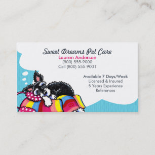 Pet Sitter Care Business Schnauzer Puppy Blue Business Card
