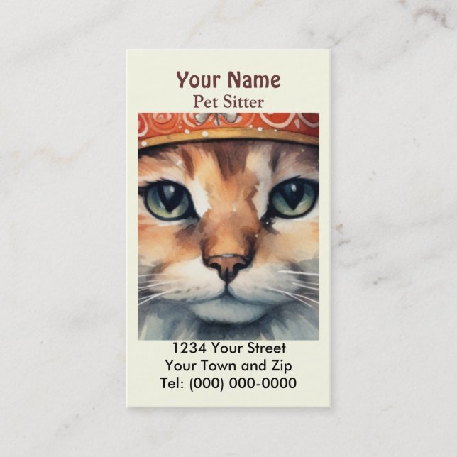 Pet sitter Cat companion Business Card (Front)