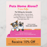 Pet Sitter Coupon Ad Yorkie Cat Couch Pink Flyer