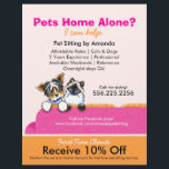 Pet Sitter Coupon Ad Yorkie Cat Couch Pink Flyer<br><div class="desc">Click Read More to see coordinating products. Promote your pet sitting business with these full color eye-catching flyers that you personalize with your own info. Original design by Andie, illustrator and creator of Off-Leash Art™, featuring her hand drawn Biewer Yorkie and Ragdoll illustration on bright pink couch. To change the...</div>