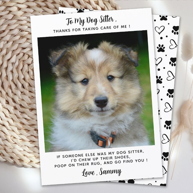 Pet Sitter Custom Dog Puppy Photo Funny Thank You Card (Creator Uploaded)