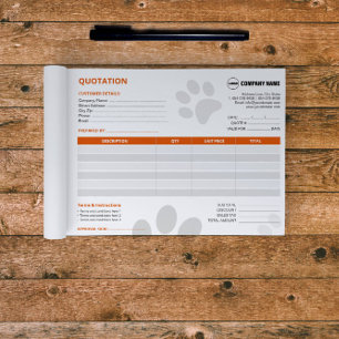 Pet Sitter Custom Quotation Notepad