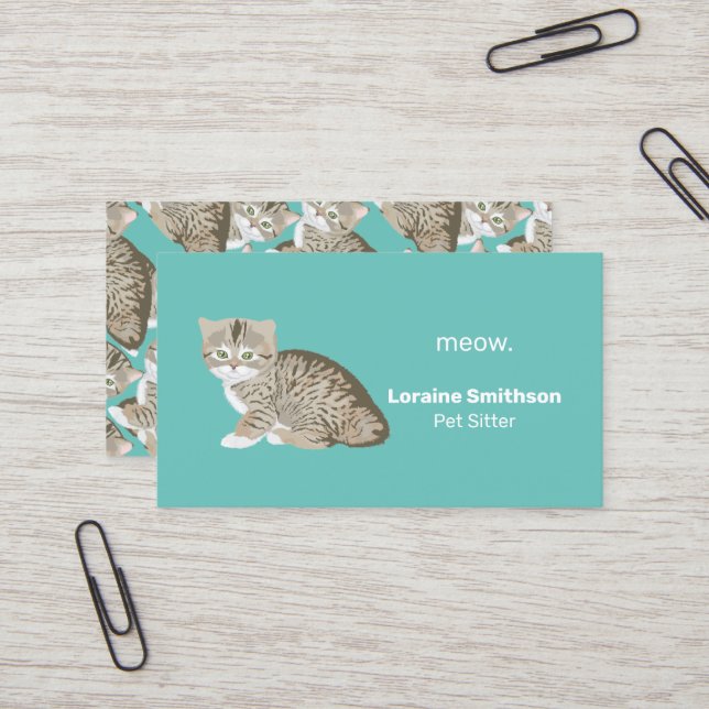 Pet Sitter Cute Business Card (Front/Back In Situ)
