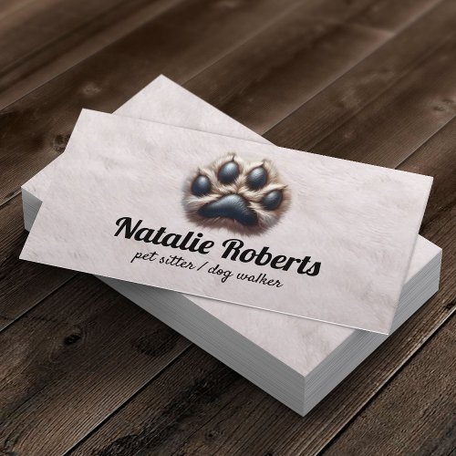 Pet Sitter Cute Furry Paw Print Dog Walker Business Card