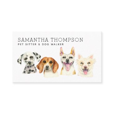 Pet Sitter Cute Watercolor Dog Business Card Pet Sitter Cute Watercolor Dog Business Card
