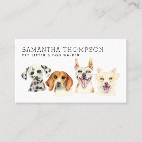 Pet Sitter Cute Watercolor Dog Business Card
