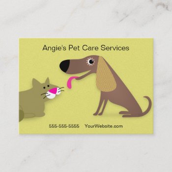 Pet Sitter - Dog & Cat Yellow Business Card by PetProDesigns at Zazzle