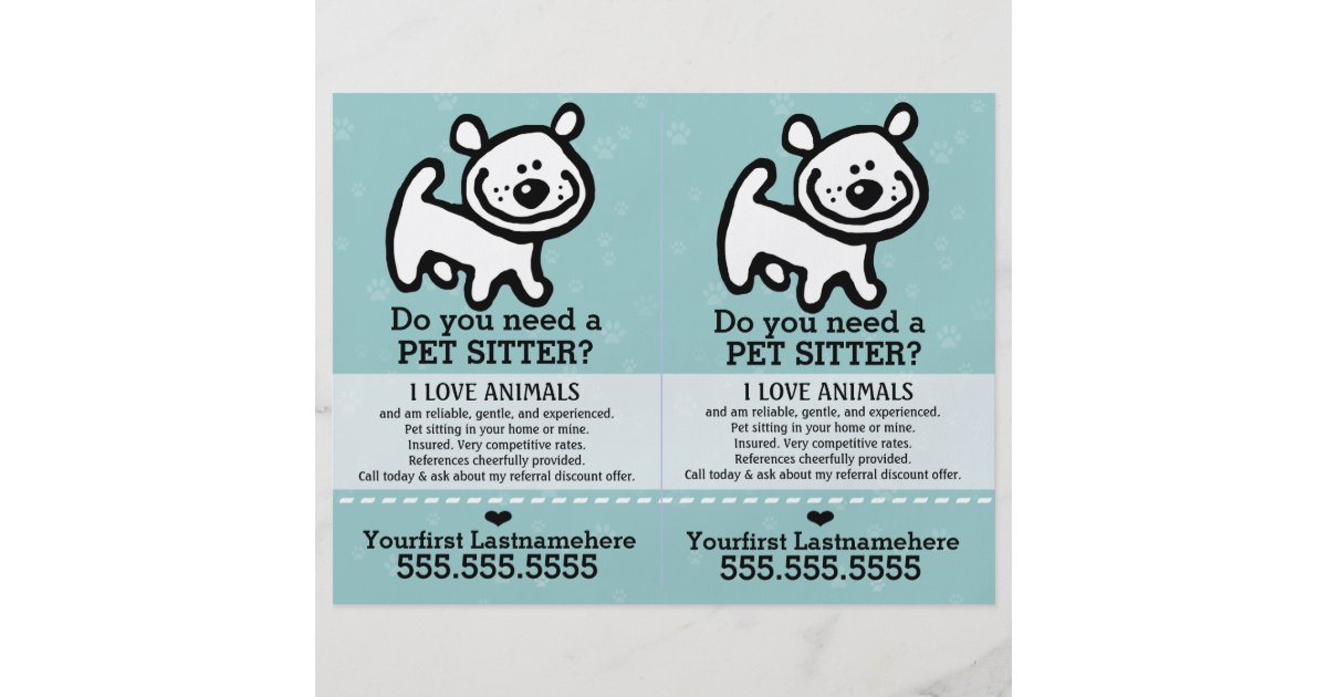 pet sitter dog sitter 2 for 1 customizable flyer zazzle com dog sitter flyers