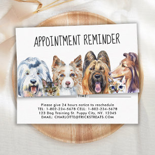 Pet Sitter Dog Trainer Cat Dog Groomer Reminder Appointment Card
