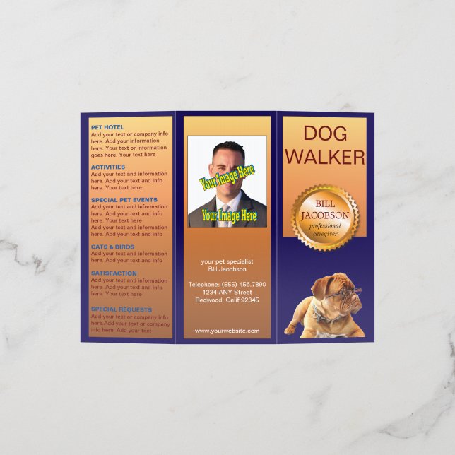 Pet Sitter Dog Walker 🐾 Advertising Trifold Brochure (Outside)