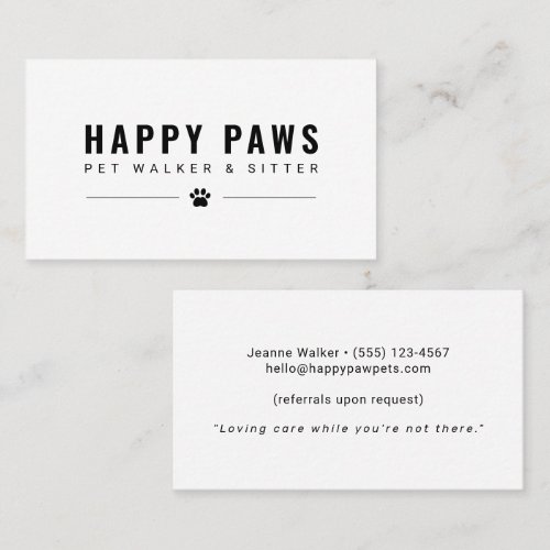 Pet Sitter & Dog Walker Business Card