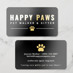 Pet Sitter & Dog Walker Foil Business Cards
