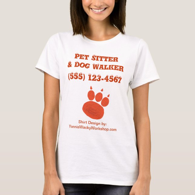 Pet Sitter & Dog Walker Paw Print T-Shirt (Front)